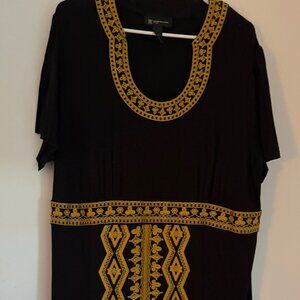 INC gold and black embroidered dress 2X EUC